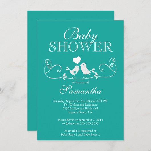 Invitation au Baby shower neutre Inséparable moder (Devant / Derrière)