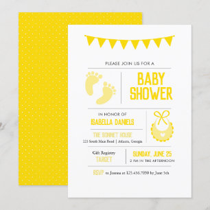 Invitation au Baby shower neutre jaune