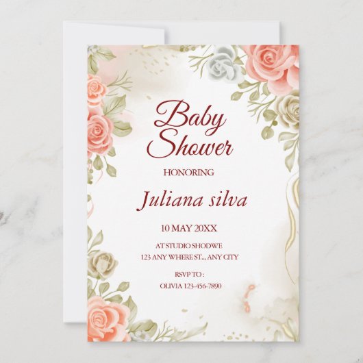 Invitation au Baby shower neutre pour les femmes f (Devant)