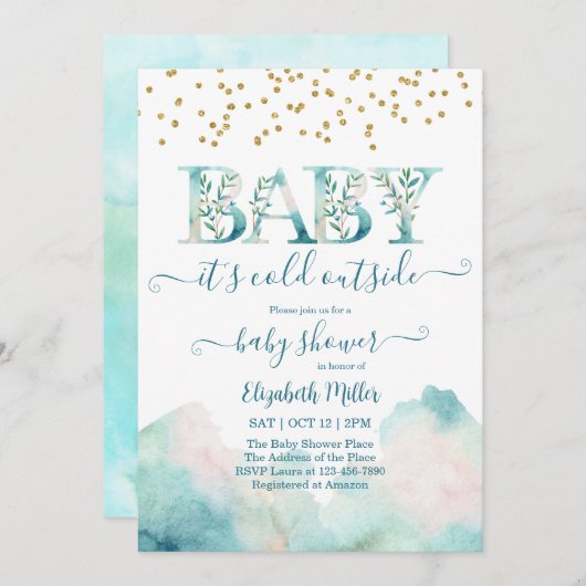 Invitation au Baby shower neutre pour les hommes e (Devant / Derrière)