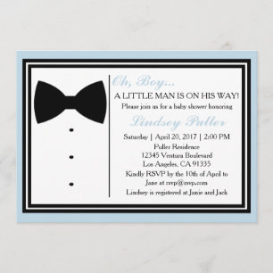 Invitation au Baby shower Oh Boy Cravate