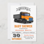 Invitation au Baby shower Orange Truck (Devant)