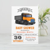 Invitation au Baby shower Orange Truck (Debout devant)
