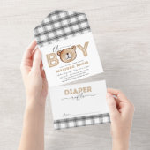 Invitation Au Baby shower Ours + Raffin De Benne E (Déchirure)