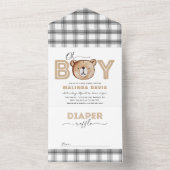 Invitation Au Baby shower Ours + Raffin De Benne E (À l'intérieur)