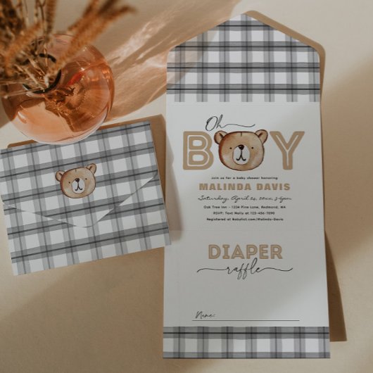 Invitation Au Baby shower Ours + Raffin De Benne E