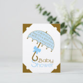 Invitation au Baby shower-parapluie Brown et bleu (Debout devant)