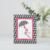 Invitation au Baby shower parapluie Houndstooth (Debout devant)