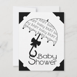 Invitation au Baby shower-parapluie noir et blanc
