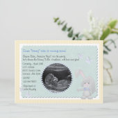 Invitation au Baby shower photo Baby Bunny Blue (Debout devant)