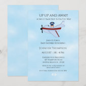 Invitation au Baby shower pilote et avion (Devant / Derrière)