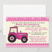 Invitation au Baby shower Pink Girl Tractor (Devant / Derrière)