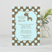 Invitation au Baby shower Pois de Giraffe Boy (Debout devant)