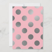 Invitation au Baby shower Pois rose et argent (Dos)