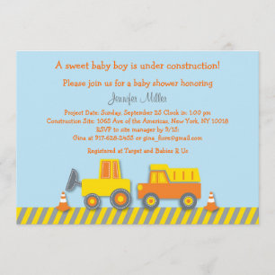 Invitation au Baby shower pour bébé Boy Constructi