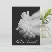 Invitation au Baby shower pour bébé noir et blanc (Debout devant)