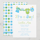 Invitation au Baby shower pour les garçons (Devant / Derrière)