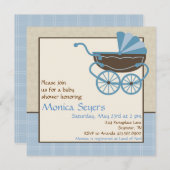 Invitation au Baby shower Pram (Devant / Derrière)