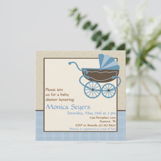 Invitation au Baby shower Pram (Debout devant)