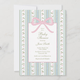 Invitation au Baby shower Preppy Bow Floral
