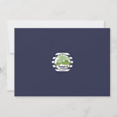 Invitation au baby shower rayé bleu Alligator AMP (Dos)