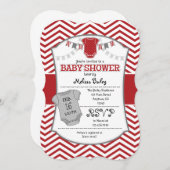 Invitation au Baby shower Red Grey Chevron (Devant / Derrière)