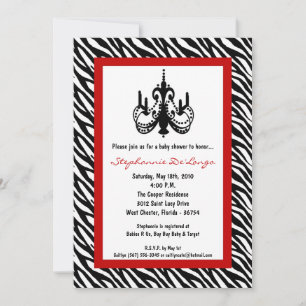 Invitation au Baby shower Red Zebra de 5 x 7