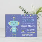 Invitation au Baby shower robotique bleu (Debout devant)