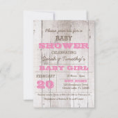 Invitation au Baby shower rose blanc (Devant)