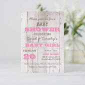 Invitation au Baby shower rose blanc (Debout devant)