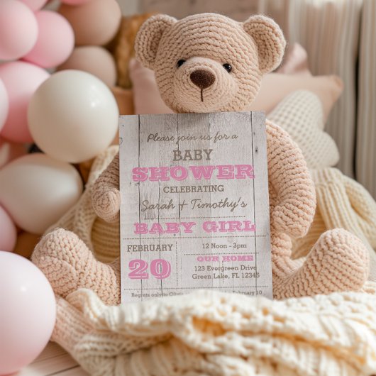 Invitation au Baby shower rose blanc