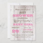 Invitation au Baby shower rose blanc (Devant)