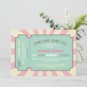 Invitation au Baby shower rose des billets de cirq (Debout devant)