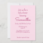 Invitation au Baby shower rose doux et simple (Devant)