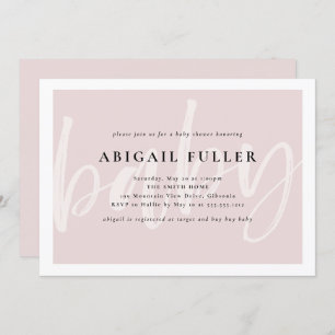 Invitation au Baby shower rose et blanc brossé