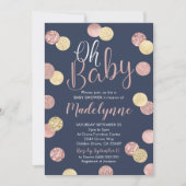 Invitation au Baby shower Rose Gold et Navy (Devant)