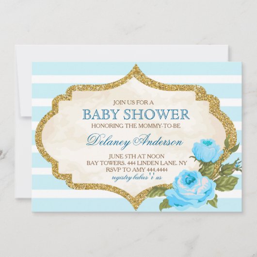Invitation au Baby shower Rose Vintage (Devant)