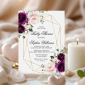 Invitation au Baby shower rose violet et bleu