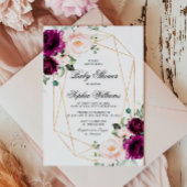 Invitation au Baby shower rose violet et bleu