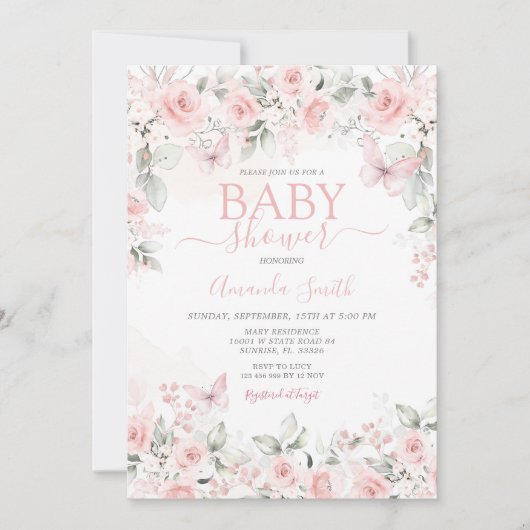Invitation au Baby shower Roses Roses Roses Roses  (Devant)