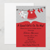 Invitation au Baby shower rouge (Devant / Derrière)