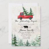 Invitation au Baby shower rouge des sapins de Noël (Devant)