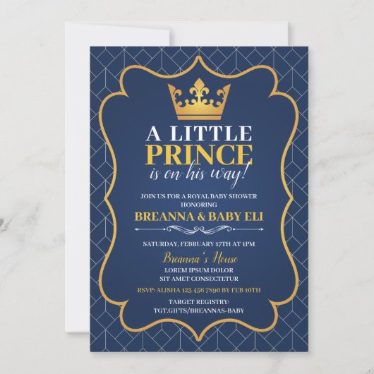 Invitation au Baby shower royal (Devant)