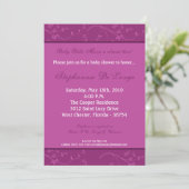 Invitation au Baby shower Royal de fleurs violette (Debout devant)