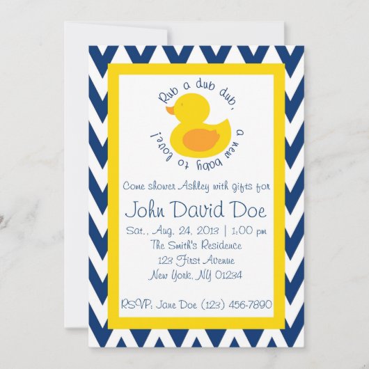 Invitation au Baby shower Rub-a-dub - Bleu (Devant)