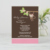 Invitation au Baby shower Safari pour bébé singe (Debout devant)