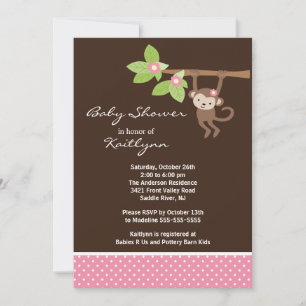 Invitation au Baby shower Safari pour bébé singe