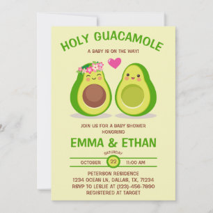 Invitation au Baby shower Saint-Guacamole Avocado