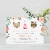Invitation au Baby shower sauvage de bois (Debout devant)
