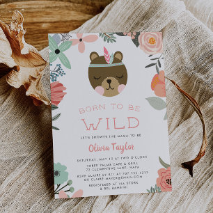 Invitation au Baby shower sauvage de bois